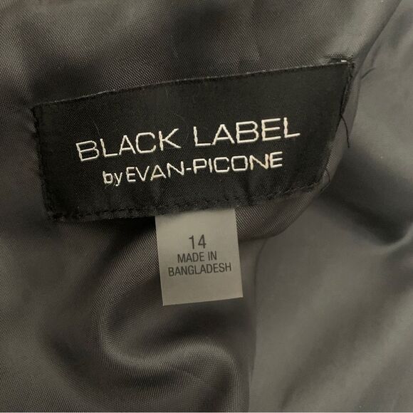 Black Label by Evan Picone Sz 14 Sleeveless Gray Sheath Dress with Black Piping - Picture 7 of 11